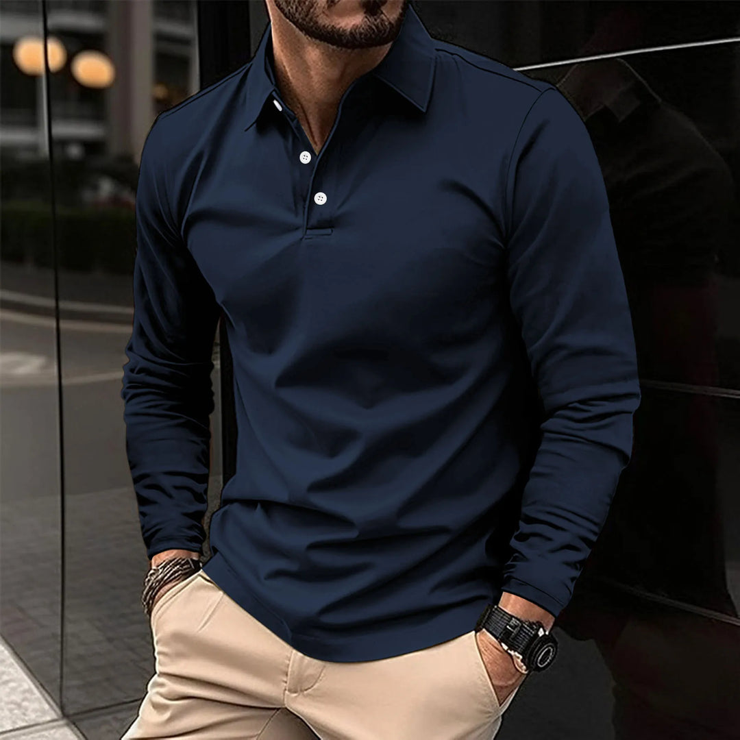 Ethan™ - Casual Poloshirt met Lange Mouwen
