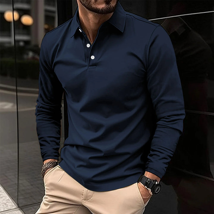 Ethan™ - Casual Poloshirt met Lange Mouwen