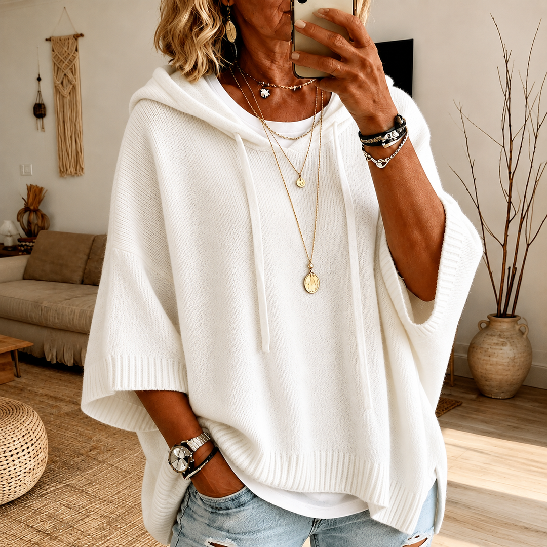 Janice – Witte Poncho Trui