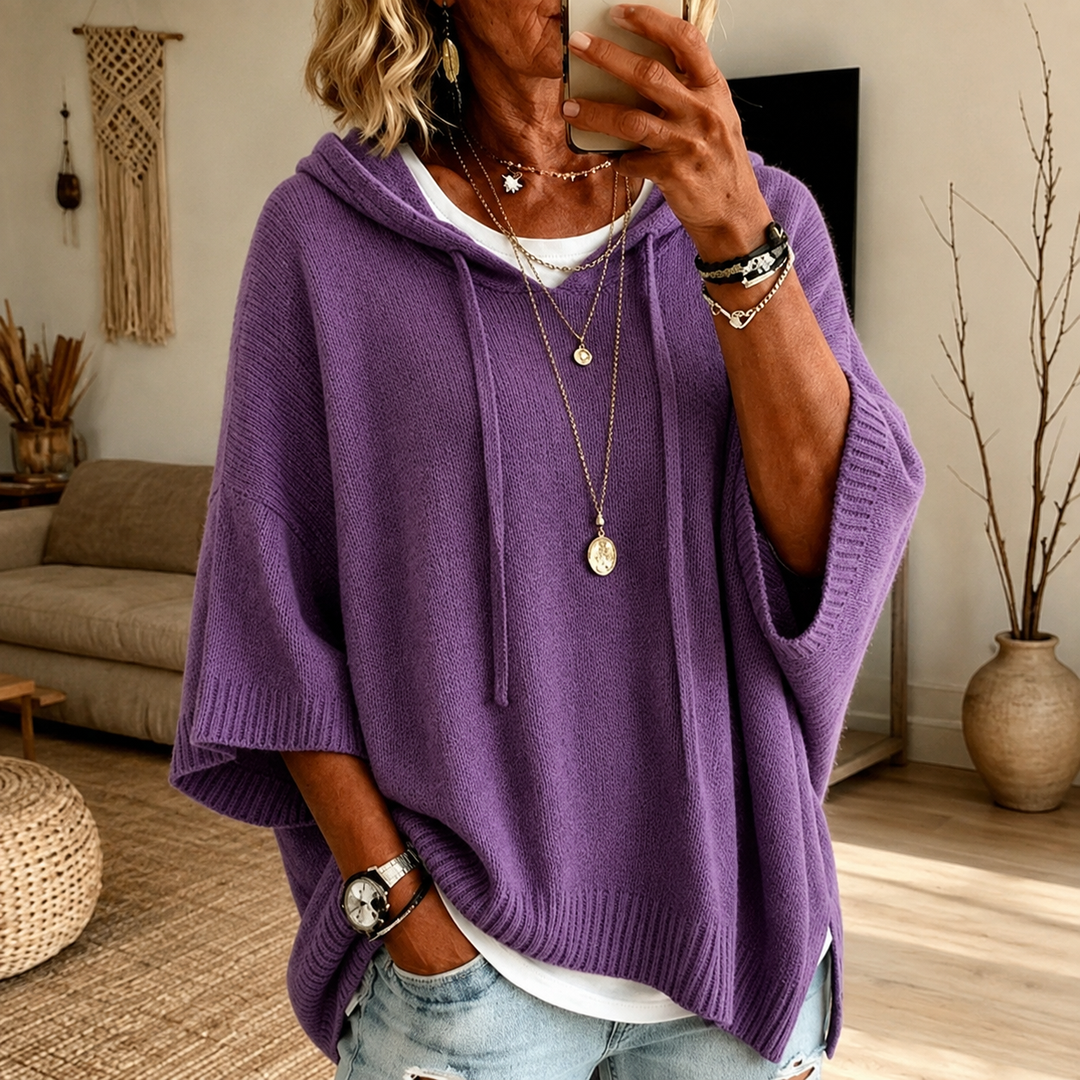 Elodie – Paarse Poncho Sweater