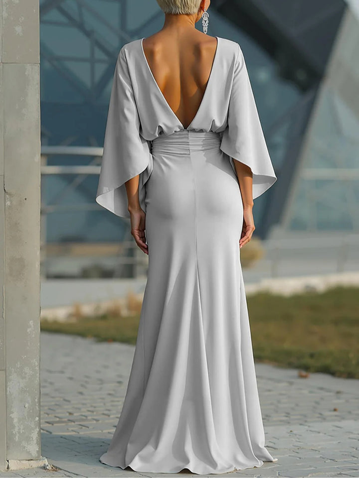 Clara | Elegante V-hals rugloze jurk zonder mouwen