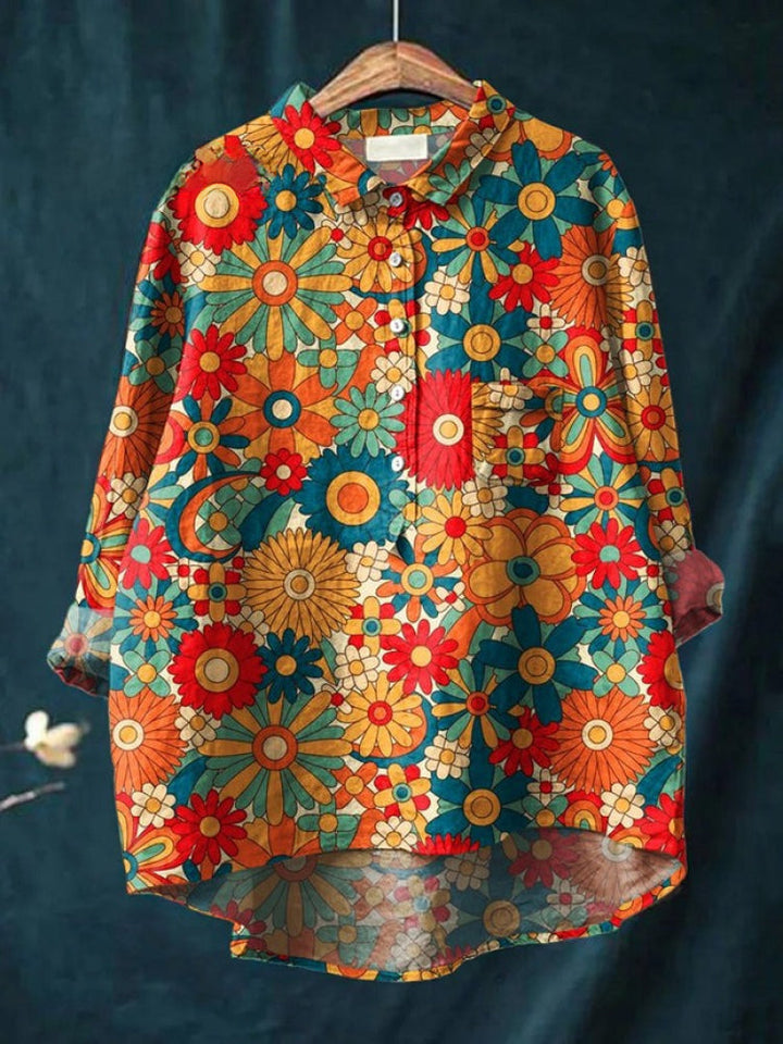 Alessia™ | Tijdloze Linnen Blouse met Patroon