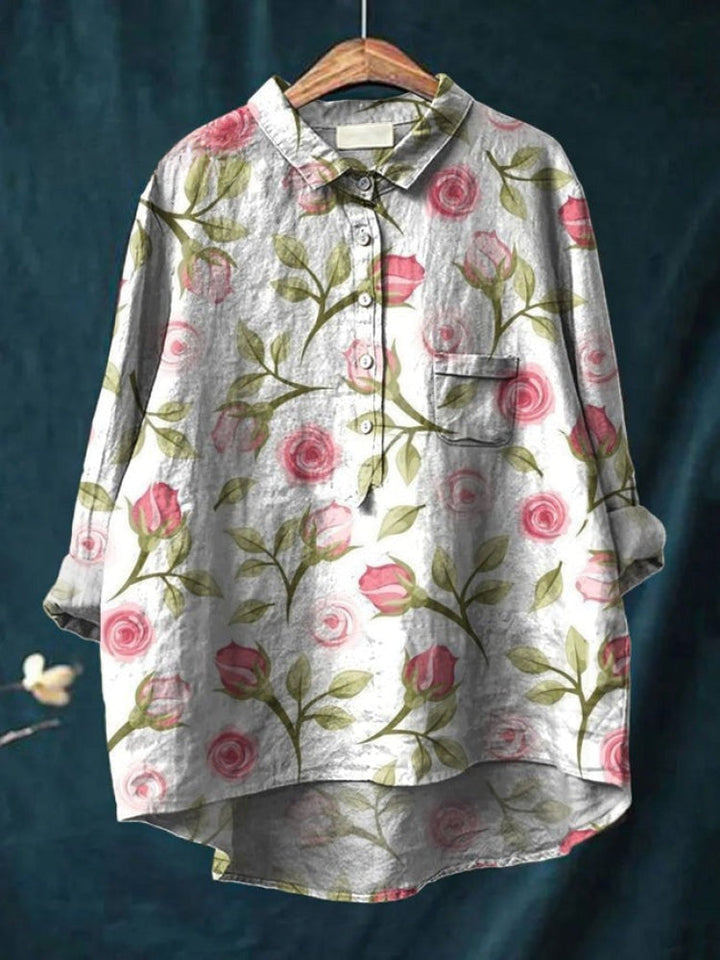 Vivia™ | Tijdloze Linnen Blouse met Print