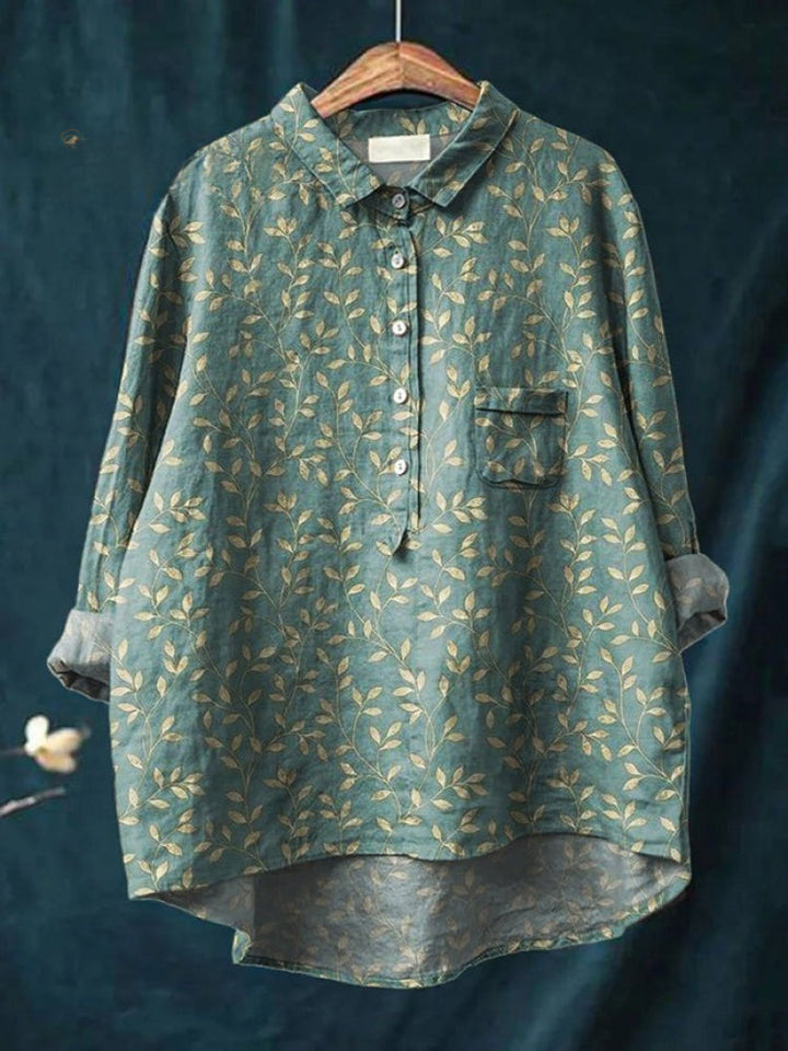 Elara™ | Tijdloze Linnen Blouse met Print
