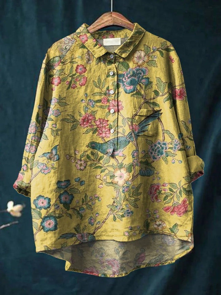 Seraphina™ | Tijdloze Linnen Blouse met Print