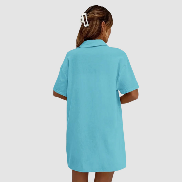 Frances™ Elegante Zomer Twee-delige Set | Korte Mouwen Knop-up Top en Drawstring Shorts