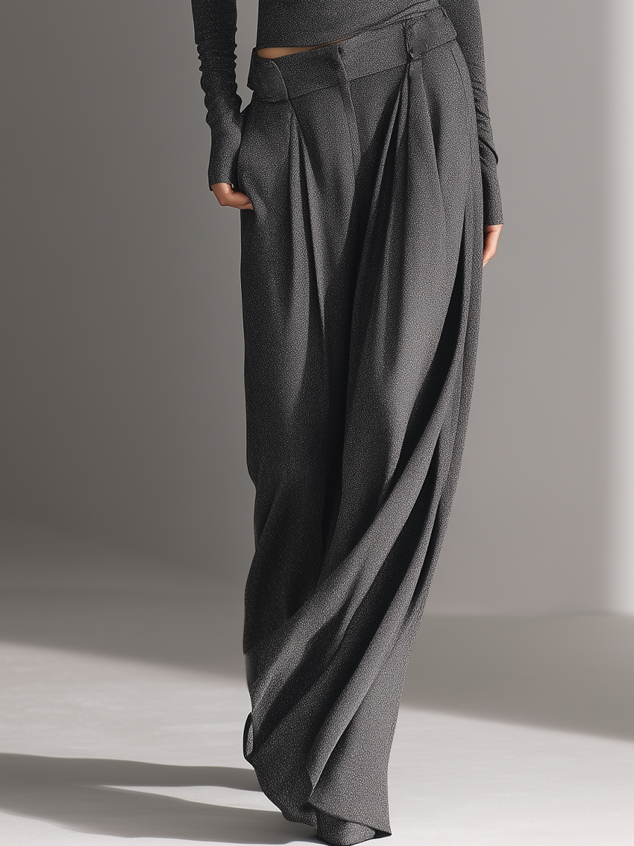 Charcoal Grijze Off-shoulder Top En Wijde Broek Set