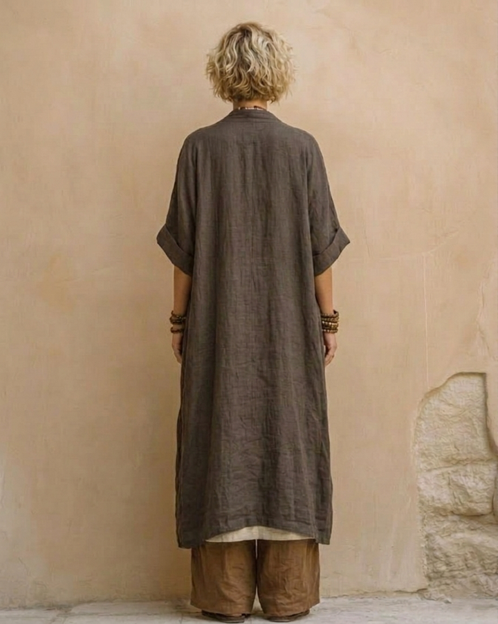Bohemian Nomadisch Donkergrijs en Bruin Tribaal Patroon Drie-delige Set