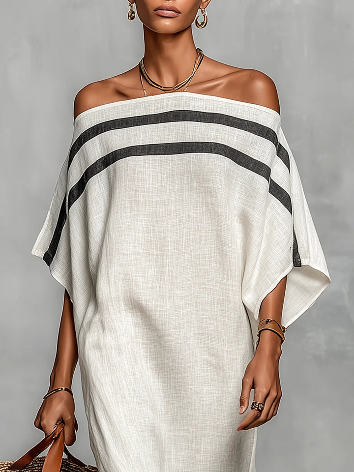 Witte Off-shoulder Batwing Mouwen Rechte Maxi Jurk