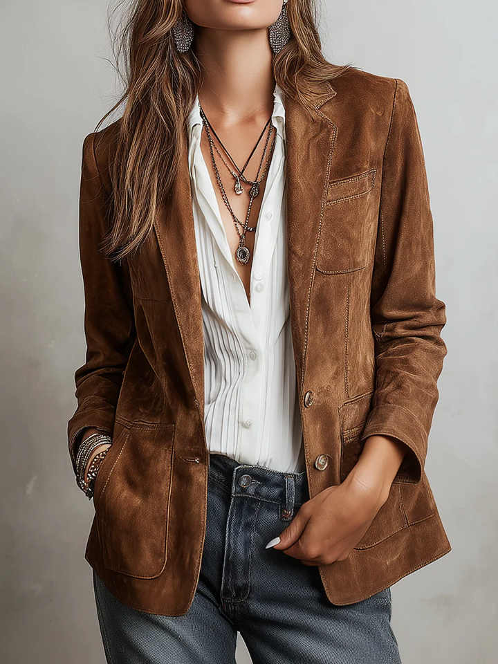 Marcelle | Vintage Bruine Blazer