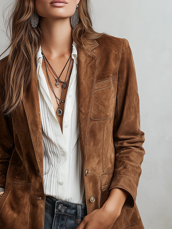 Marcelle | Vintage Bruine Blazer