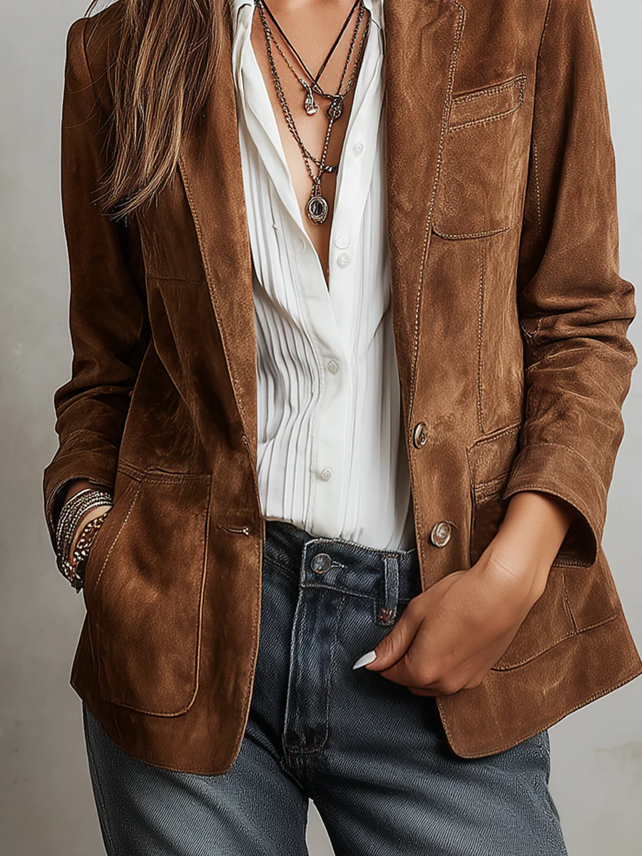 Marcelle | Vintage Bruine Blazer