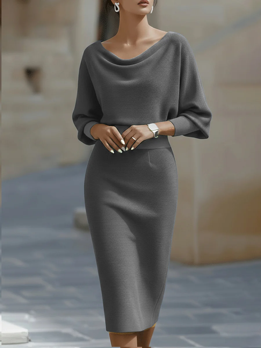 Witte Draped Batwing Midi Jurk