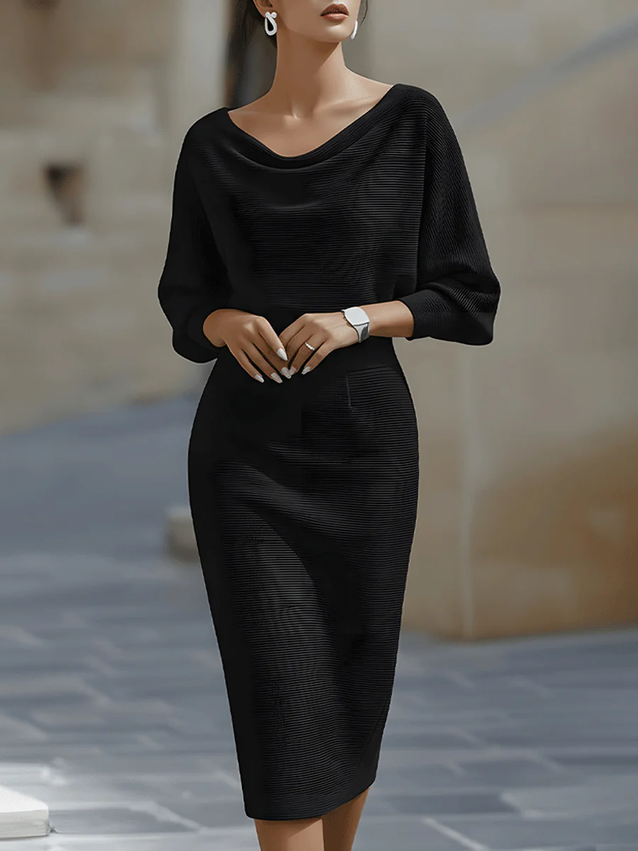 Witte Draped Batwing Midi Jurk