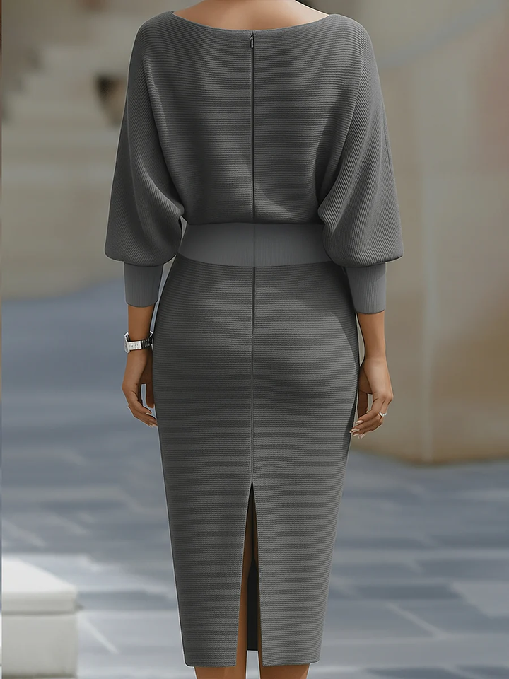 Witte Draped Batwing Midi Jurk