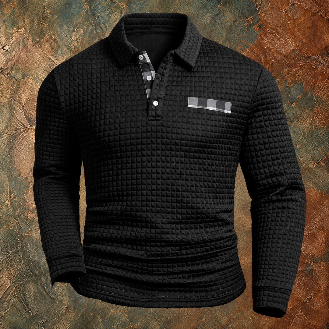 Jelle | Gestructureerde Longsleeve Polo