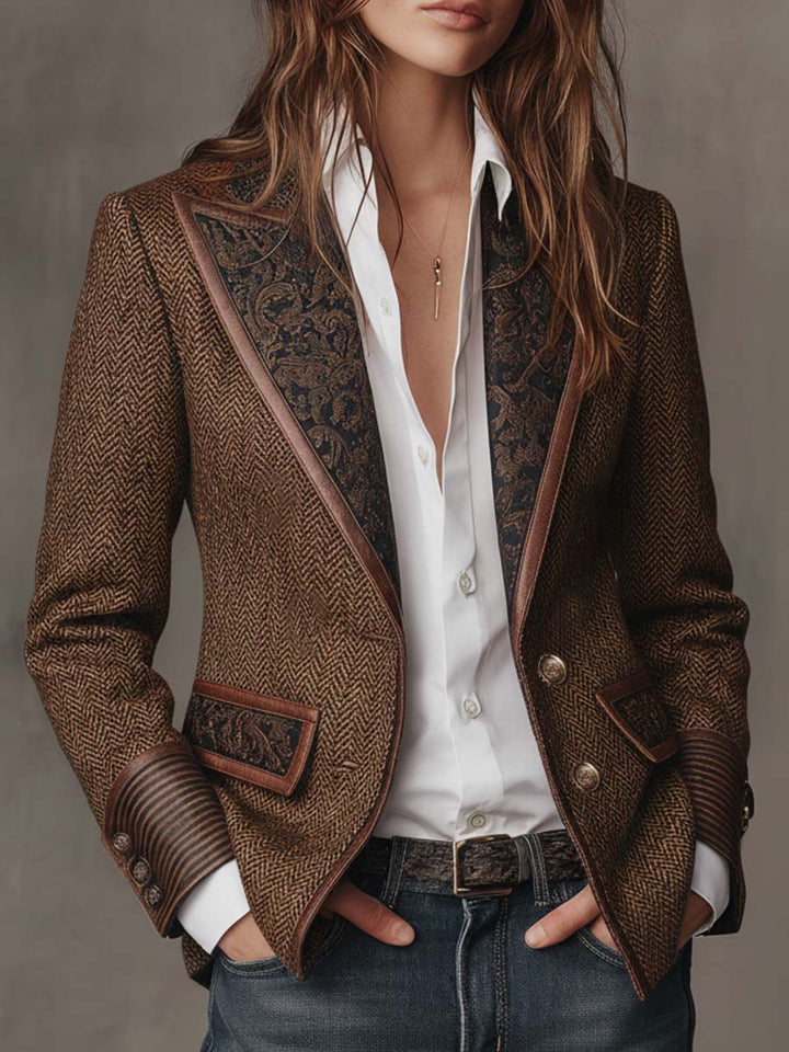 Gisèle | Blazer met Geprinte Chevron-inzetten