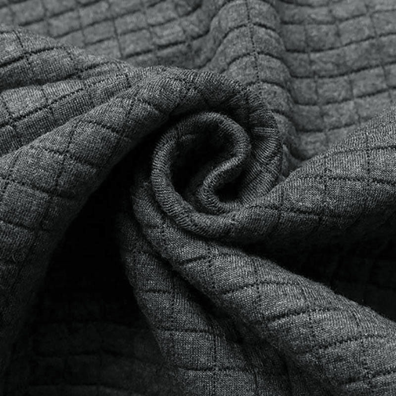 Heren hoodie met lange mouwen, gewatteerd, van wafelstof, in effen kleur voor buitensporten