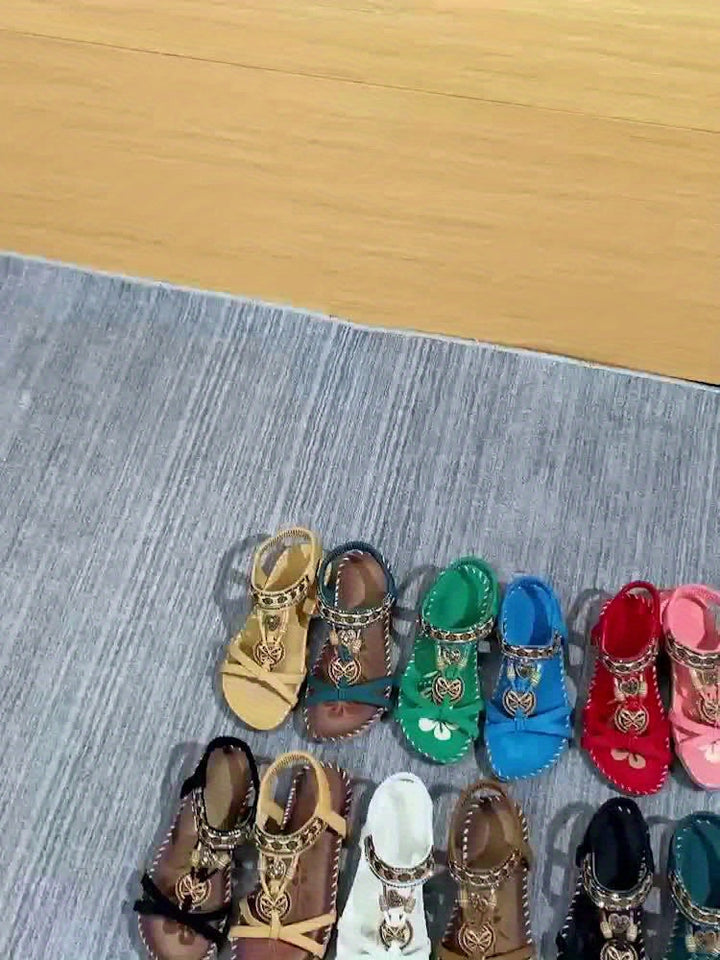 Soléa | Platte Boheemse Sandalen met Versieringen