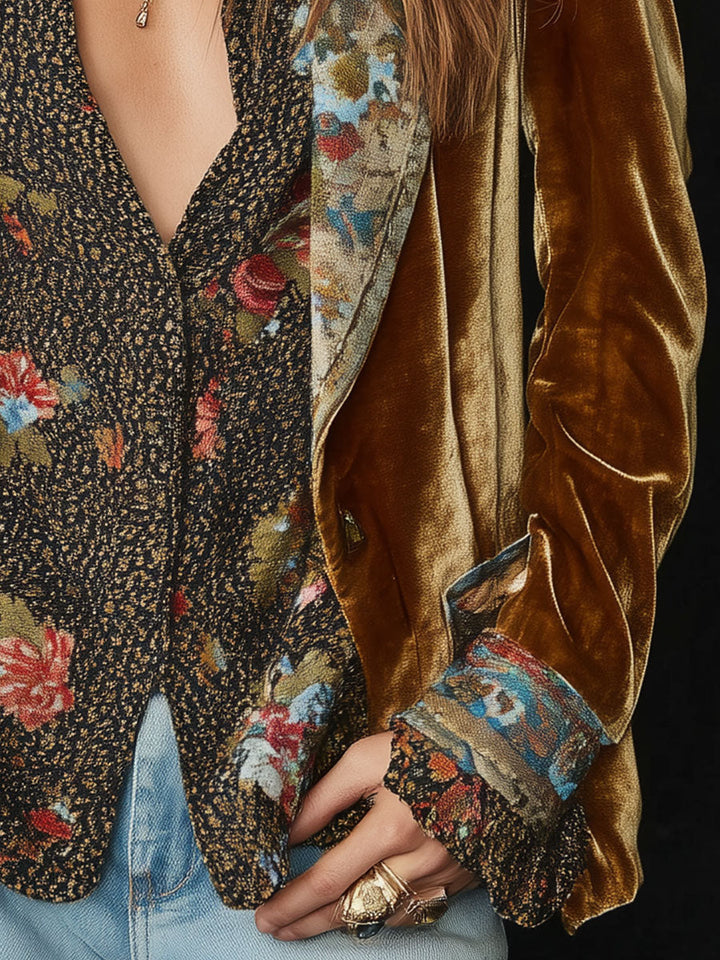 Marcelline | Blazer Patchwork Gedrukt Bloem Vintage