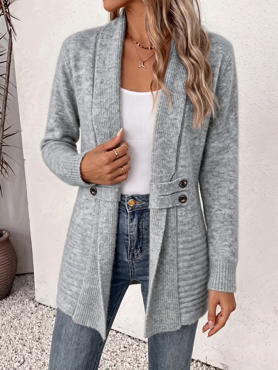 Elegante Dames Cardigan - Open Voorkant & Ingenaaide Taille