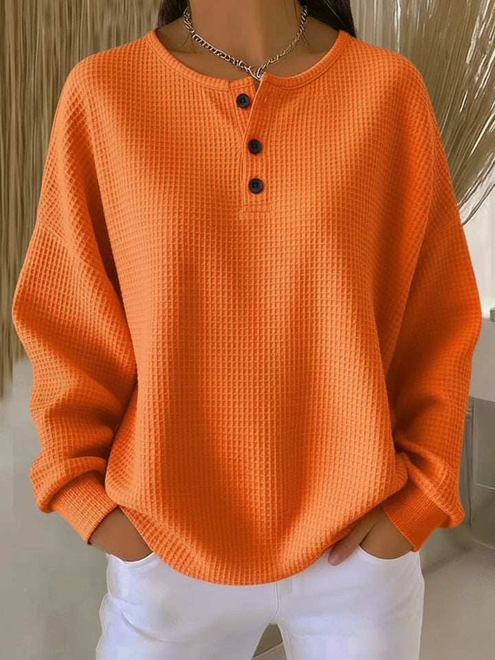Bregje | Gezellige Henley-sweatshirt met wafelstructuur