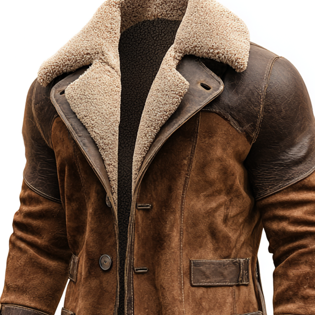 Vintage Bruine Leren Jas met Shearling