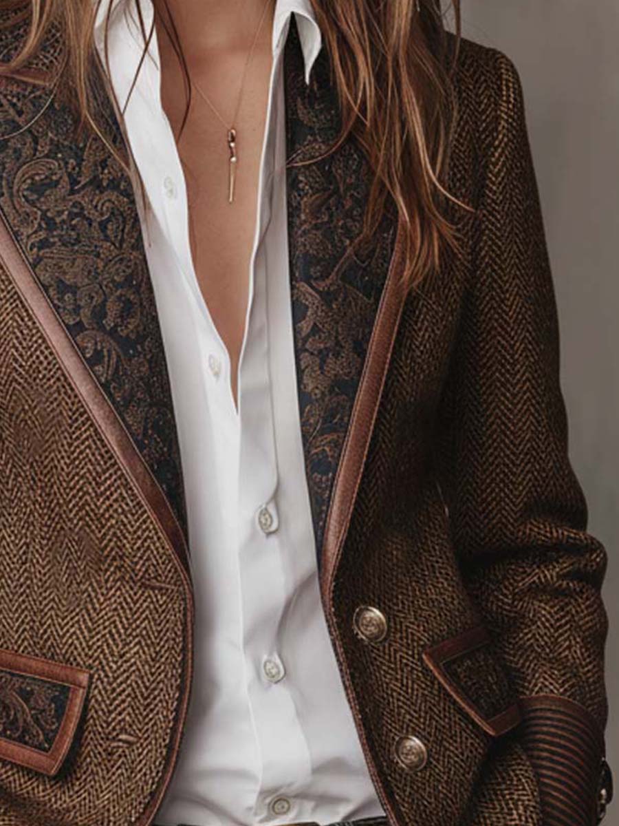 Gisèle | Blazer met Geprinte Chevron-inzetten