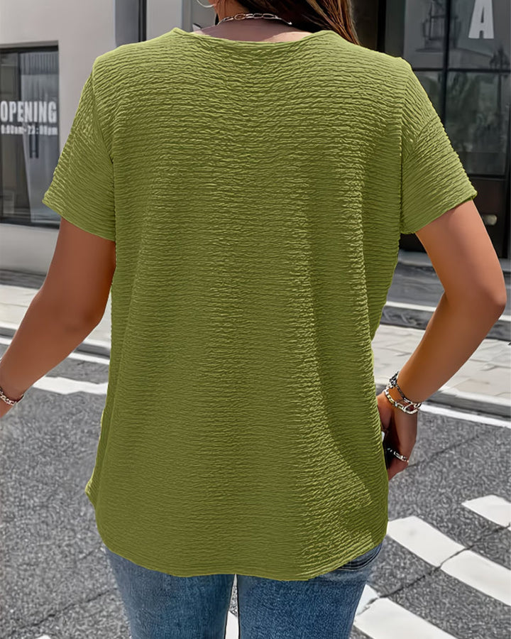 T-shirt met Peter Pan-kraag en knopen