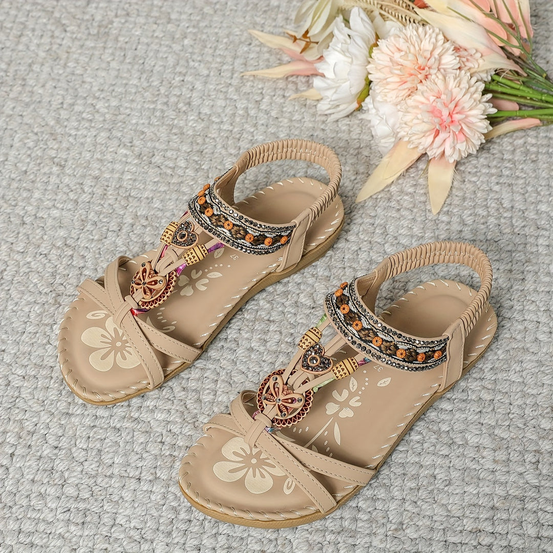 Soléa | Platte Boheemse Sandalen met Versieringen