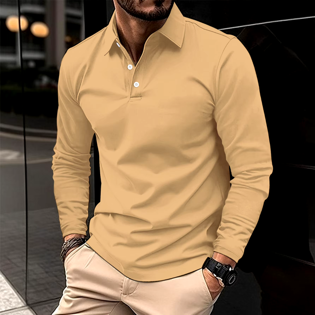 Ethan™ - Casual Poloshirt met Lange Mouwen