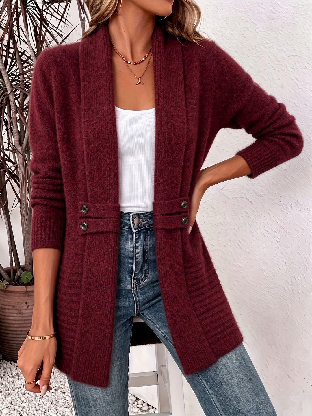 Elegante Dames Cardigan - Open Voorkant & Ingenaaide Taille