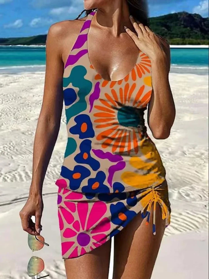 Fiesta | Bloemige tankini-set met grafisch ontwerp dat de buik bedekt