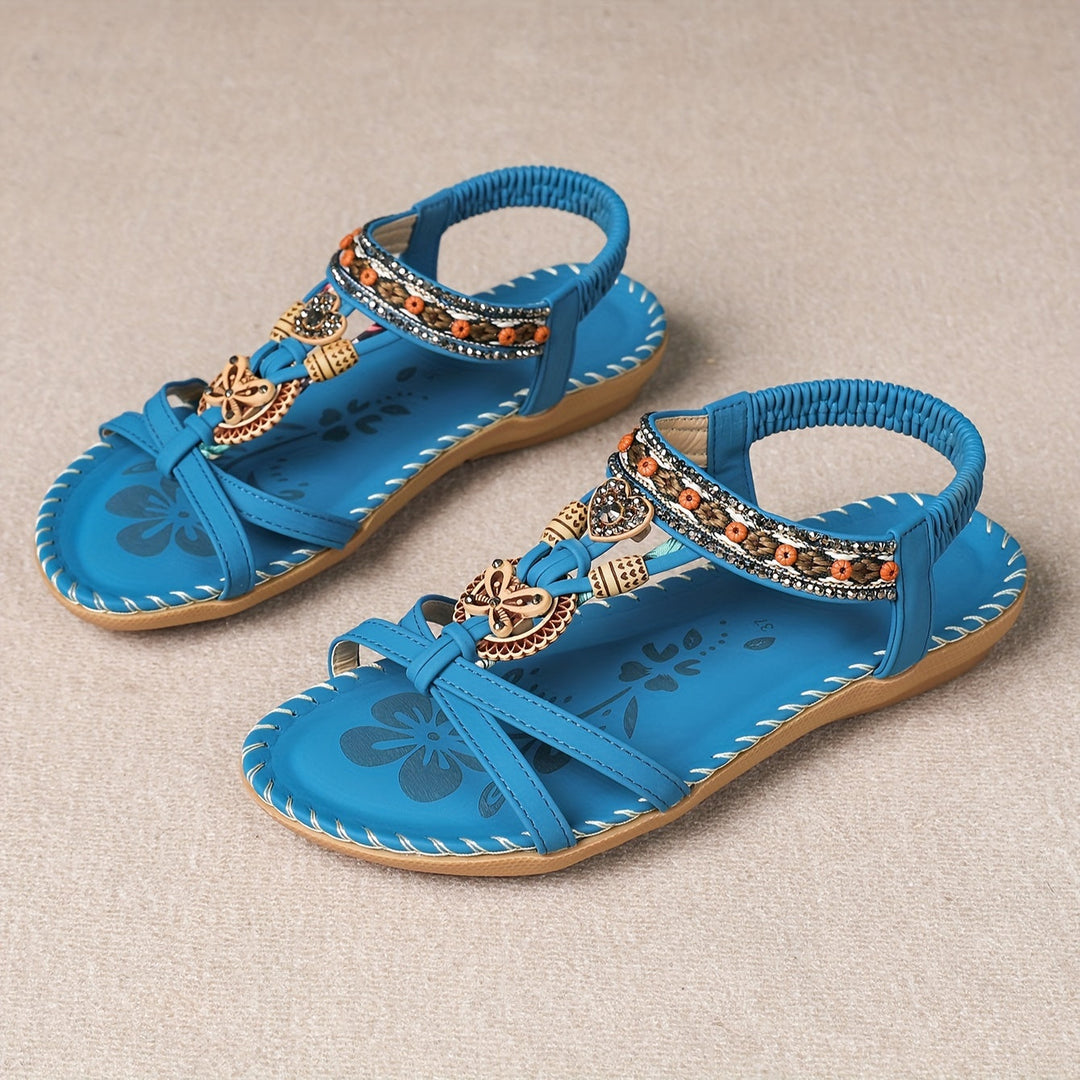 Soléa | Platte Boheemse Sandalen met Versieringen