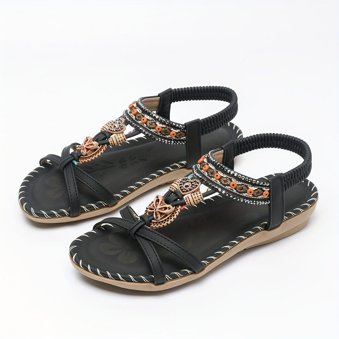 Soléa | Platte Boheemse Sandalen met Versieringen
