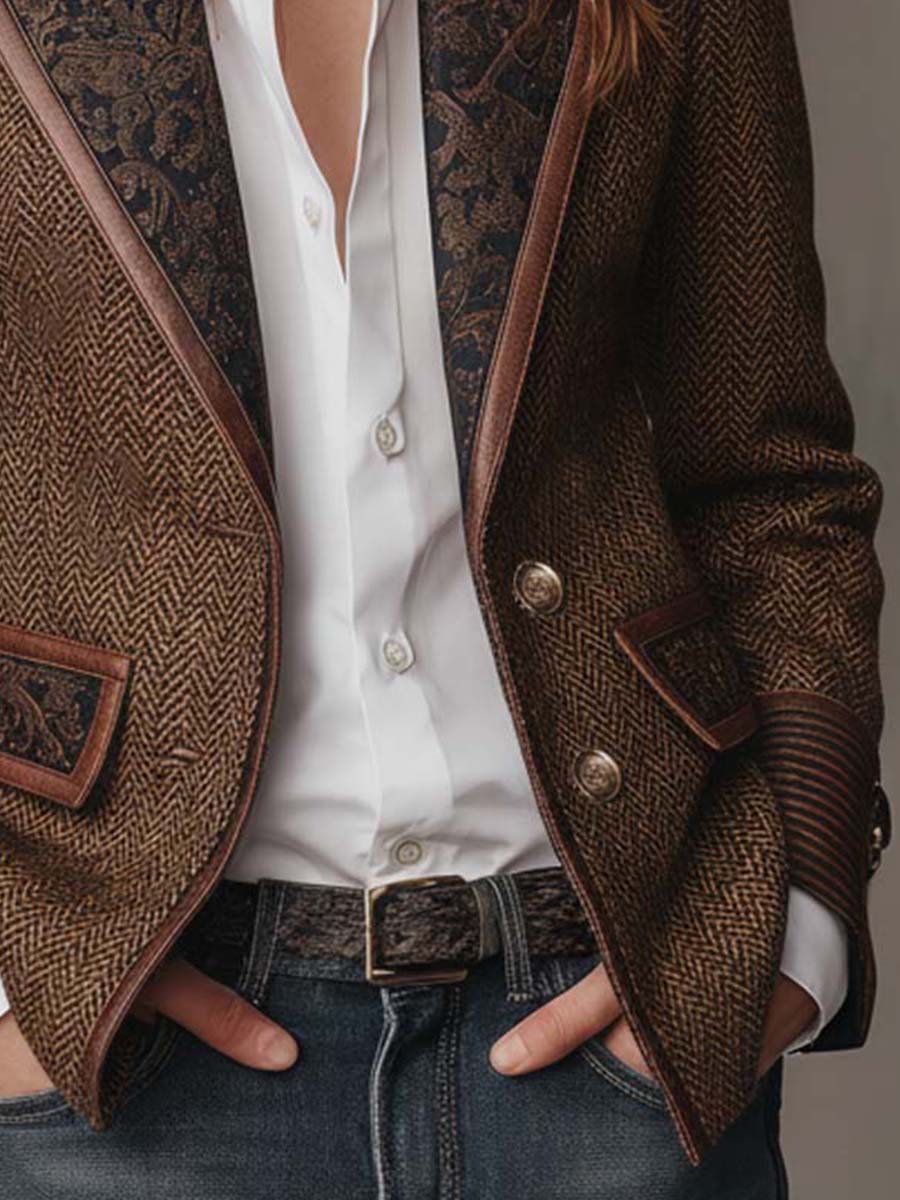 Gisèle | Blazer met Geprinte Chevron-inzetten