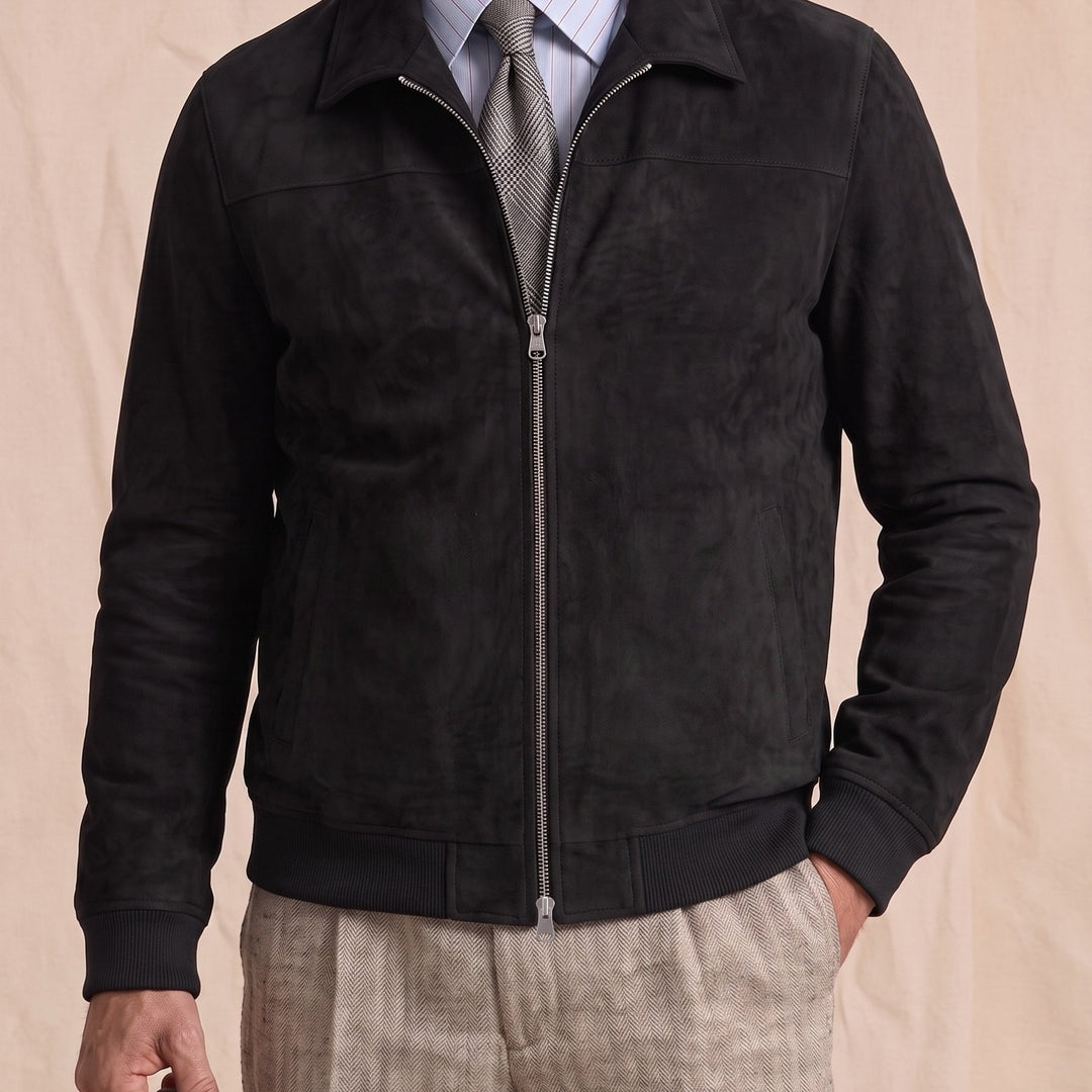 Deer Harrington Jas Heren Amerikaanse Vintage Revers Rits Jas Middenleeftijd Zakelijke Casual Korte Jas