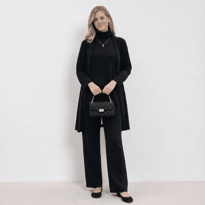 Barbara Cardigan Brei Top & Broek Set | Verfijnde Drie-Delige Brei Co-Ord