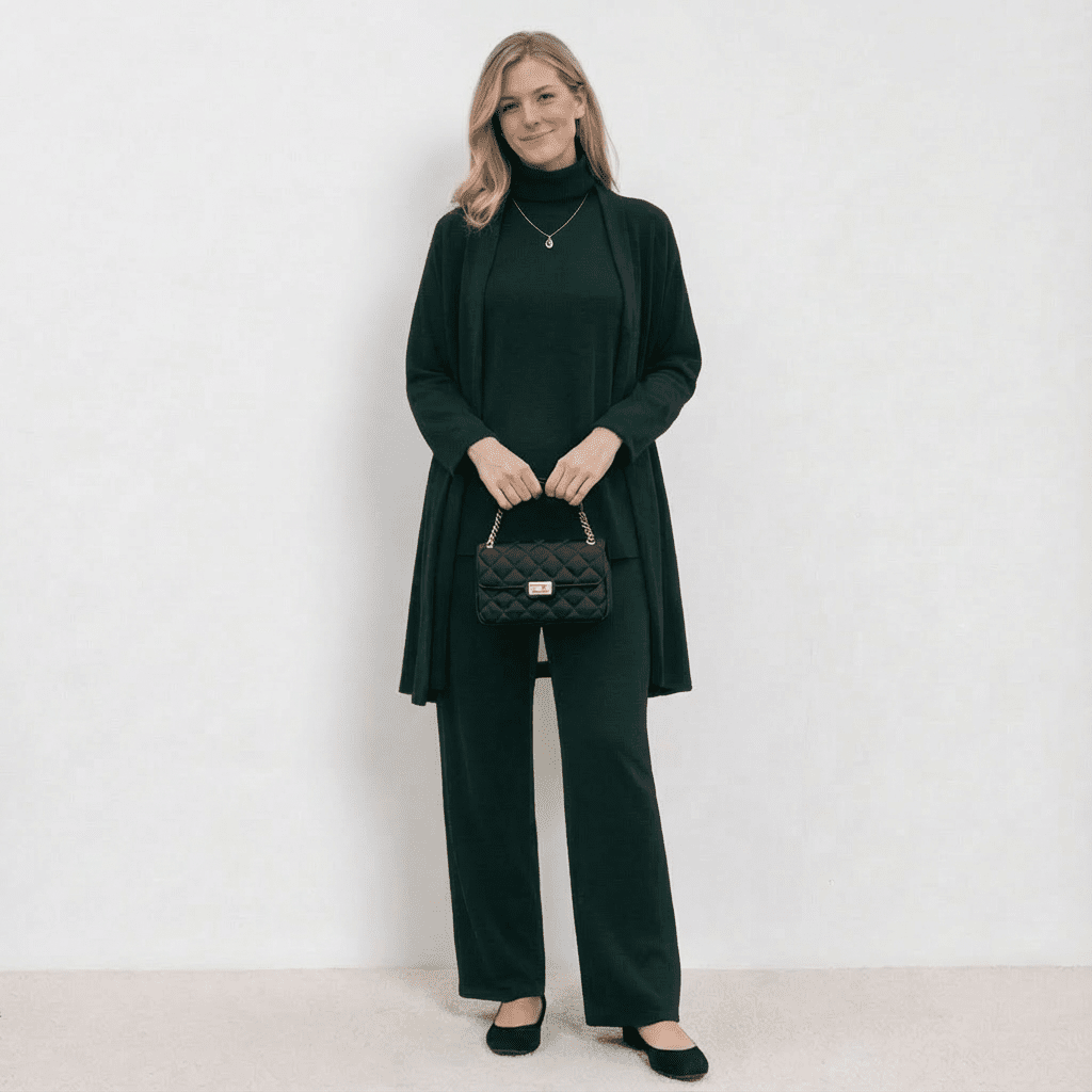 Barbara Cardigan Brei Top & Broek Set | Verfijnde Drie-Delige Brei Co-Ord