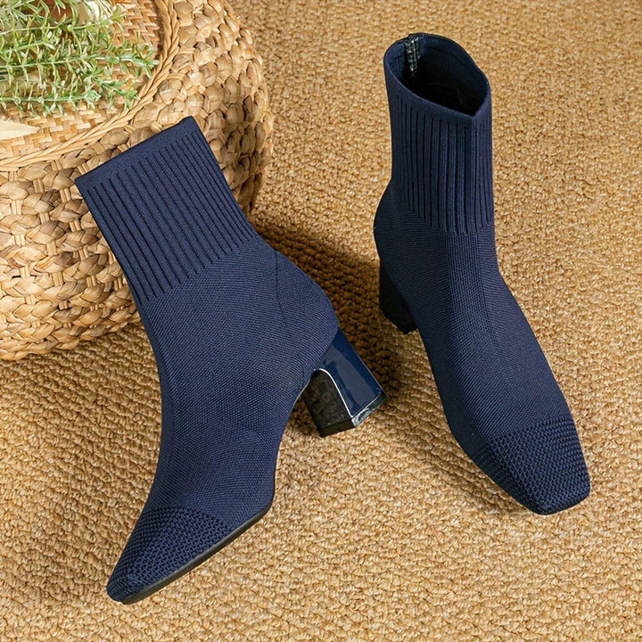 Paulette™ – Comfortabele tricot enkellaarsjes met stabiele en flexibele hak