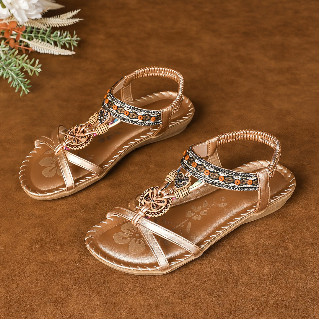Soléa | Platte Boheemse Sandalen met Versieringen