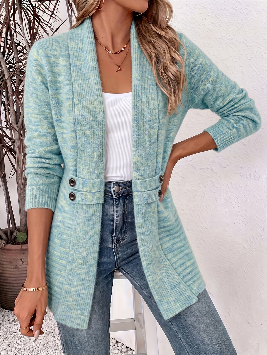 Elegante Dames Cardigan - Open Voorkant & Ingenaaide Taille