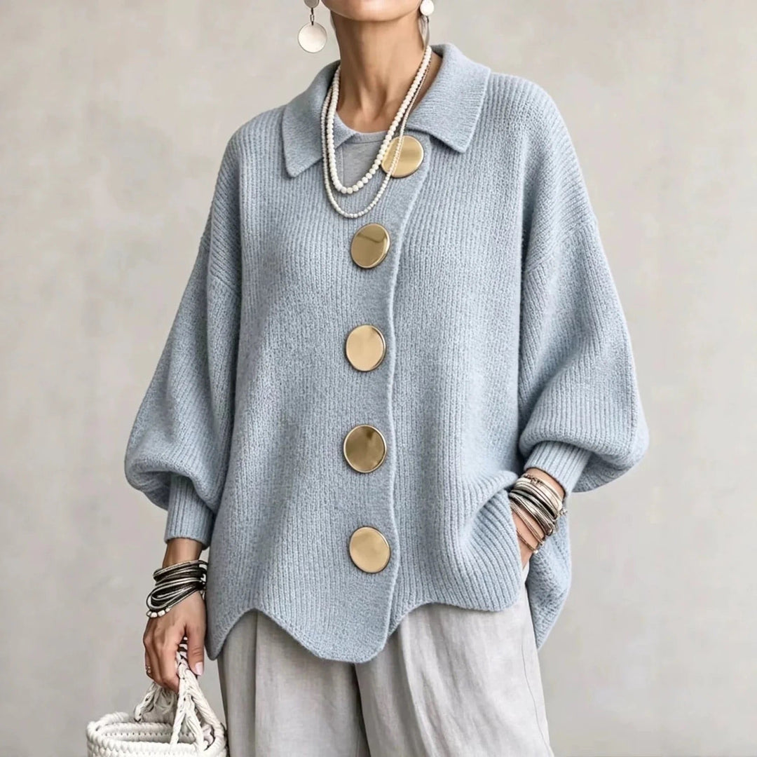 Karina | Oversized cardigan met kraag en knopen