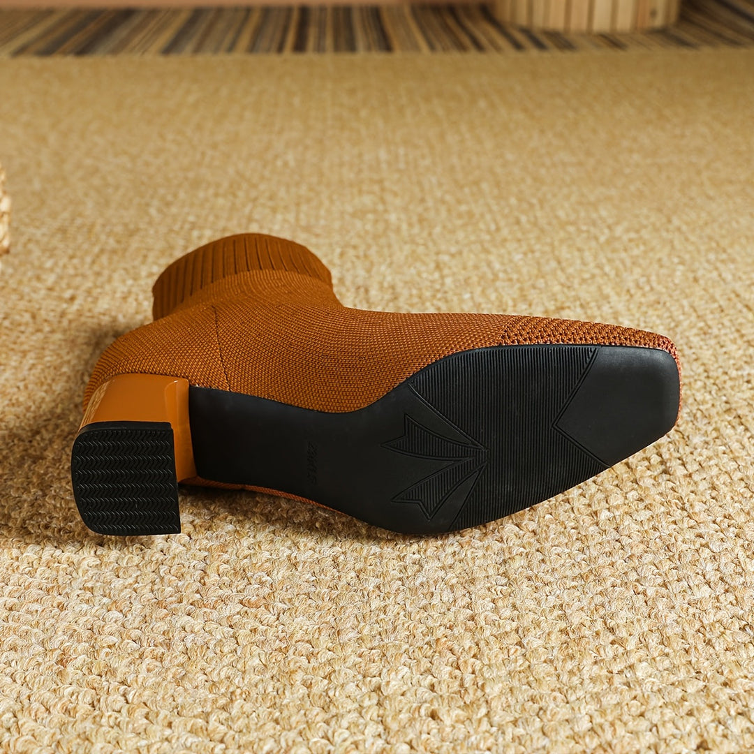 Paulette™ – Comfortabele tricot enkellaarsjes met stabiele en flexibele hak