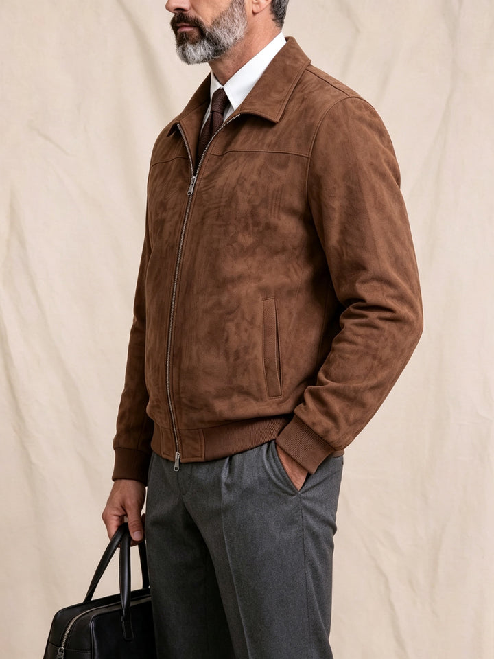 Deer Harrington Jas Heren Amerikaanse Vintage Revers Rits Jas Middenleeftijd Zakelijke Casual Korte Jas