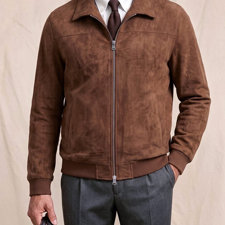 Deer Harrington Jas Heren Amerikaanse Vintage Revers Rits Jas Middenleeftijd Zakelijke Casual Korte Jas