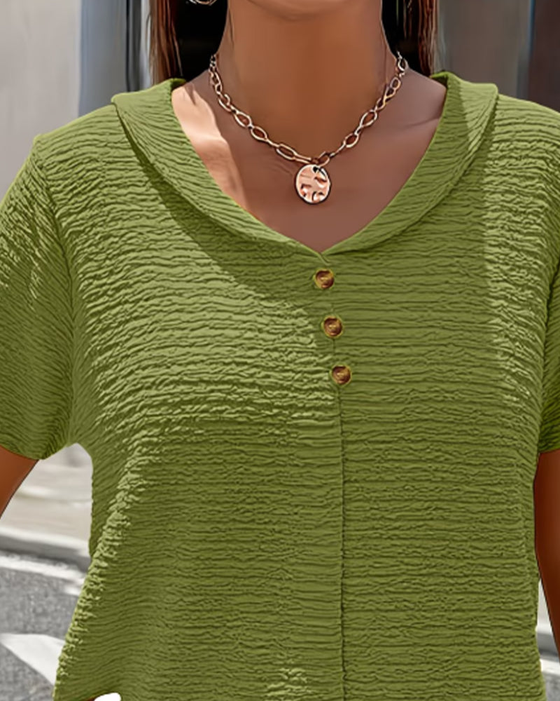 T-shirt met Peter Pan-kraag en knopen