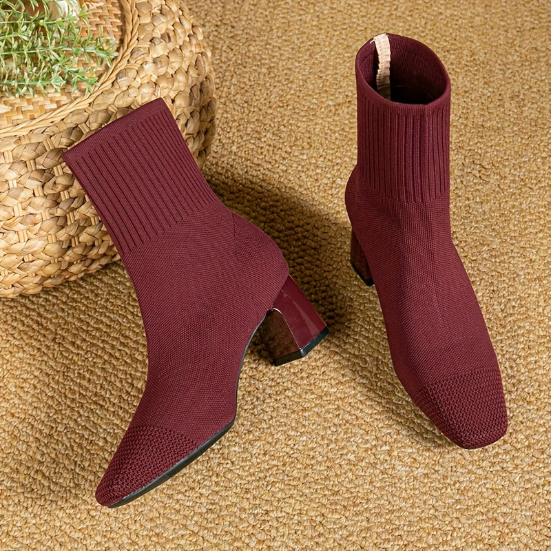 Paulette™ – Comfortabele tricot enkellaarsjes met stabiele en flexibele hak