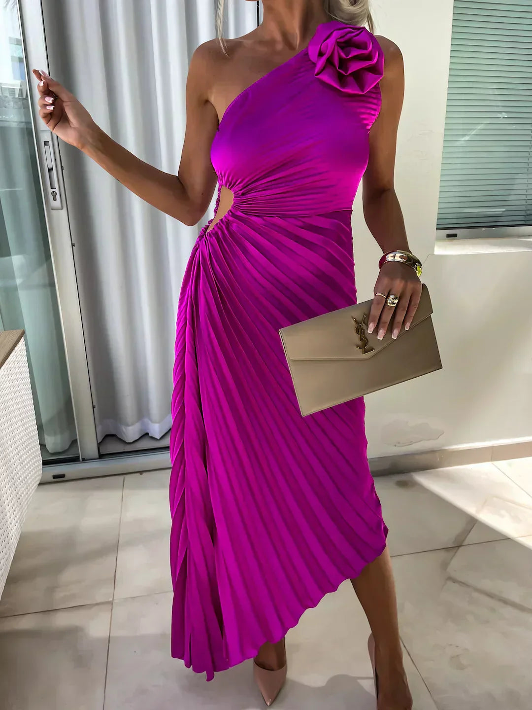 Eya™ | Elegante Maxi Jurk met Eén Schouder
