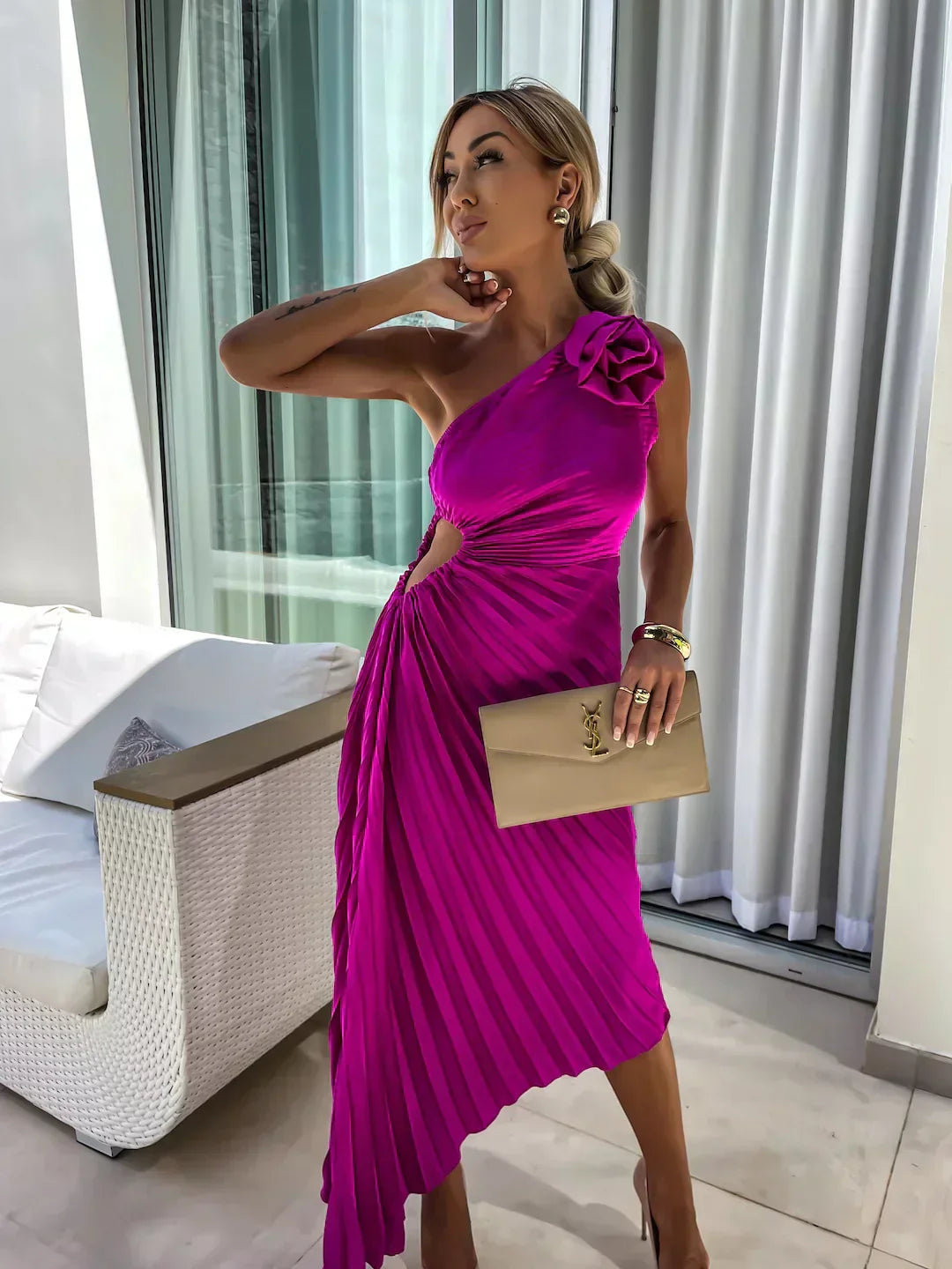 Eya™ | Elegante Maxi Jurk met Eén Schouder